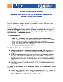 brief on IPV introduction, OPV withdrawal and routine immunization